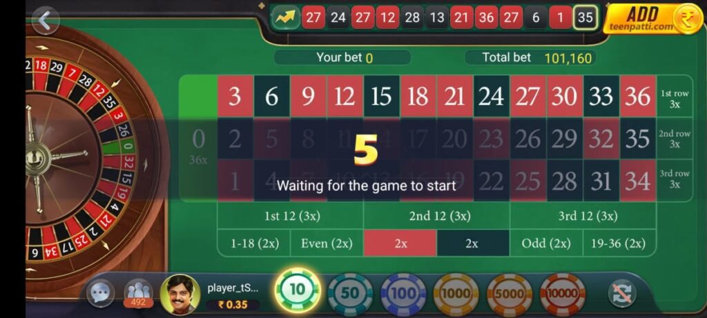 How to play Roulette game on Teen Patti Master App